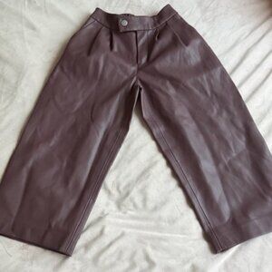 Zara Kids Leather-like Pants – Size 6 – Brown/Burgundy Wide Leg